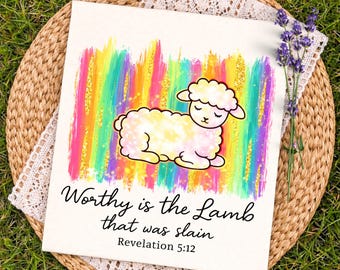 Würdig ist das Lamm, das getötet wurde Png, buntes Pinselstrich Jesus-Shirt-Design, inspirierende christliche Sublimation, alltägliche Frauenkirche Png