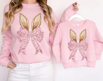 Easter Bunny Coquette PNG, Easter Day Png, Happy Easter Png, Easter Brushstroke Png, Girls Easter, Bunny Ears, Jesus Easter, Lace Pink Bow