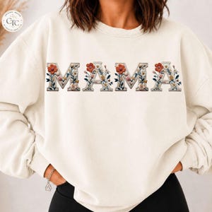 Fall Mama png, preppy mom herfst png, herfst png, trendy png, boho nepborduurwerk bloem png, pompoenseizoen png, schattig herfstsweater ontwerp