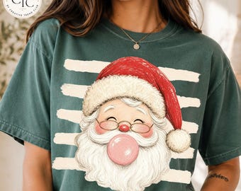 Coastal Santa Stripes Trendy Distressed PNG Vintage Merry Christmas Sublimation Xmas Funny Design Crayon Santa Preppy Brushstroke Download