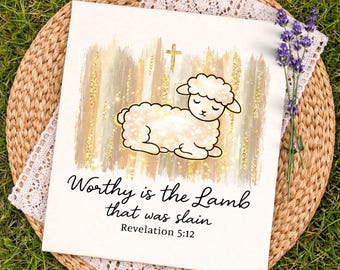 Würdig ist das Lamm, das getötet wurde Png, buntes Pinselstrich Jesus-Shirt-Design, inspirierende christliche Sublimation, alltägliche Frauenkirche Png