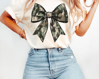 Camouflage Camo Bow Png Cute Camo Coquette Bow PNG, Army Bow Png, Hunting Sublimation Design For T-shirts, Bags, Sweatshirts Hoodies Blanket