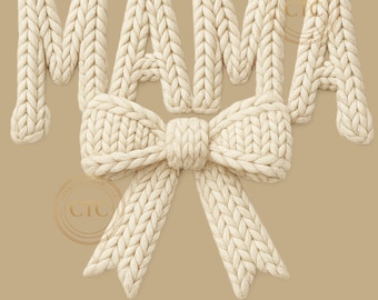 Coquette Mama PNG Bundle, 5 Trendy Latch Hook Yarn Faux Style Cozy Knitted Mom Handmade Tufted Sublimation Christmas Thanksgiving Designs