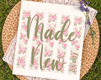 Gemachter neuer Glaube Png, Bibel-Vers, gestreiftes Blumenmuster, religiös, Kokette Png, inspirierende christliche Sublimation, alltägliche Frauen-Kirche Png