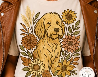 Goldendoodle PNG Download Doodle Mom Preppy Boho Flower Design Girly Boo Dog Fall Sublimation Labradoodle Preppy Mama Everyday Poodle Print