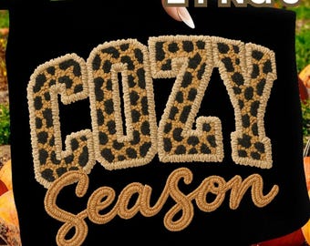 Mama Cozy Season Trendy PNG Bundle Fall Sublimation Cheetah Design Faux Style Knitted Letters Thanksgiving Autumn Mom Ready To Download Png