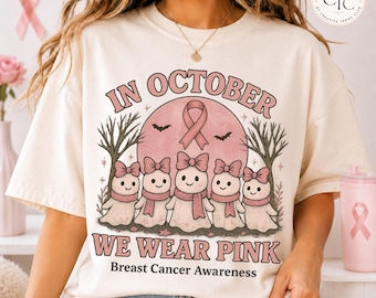October Pink Ghosts Breast Cancer Awareness PNG (Digital Download)