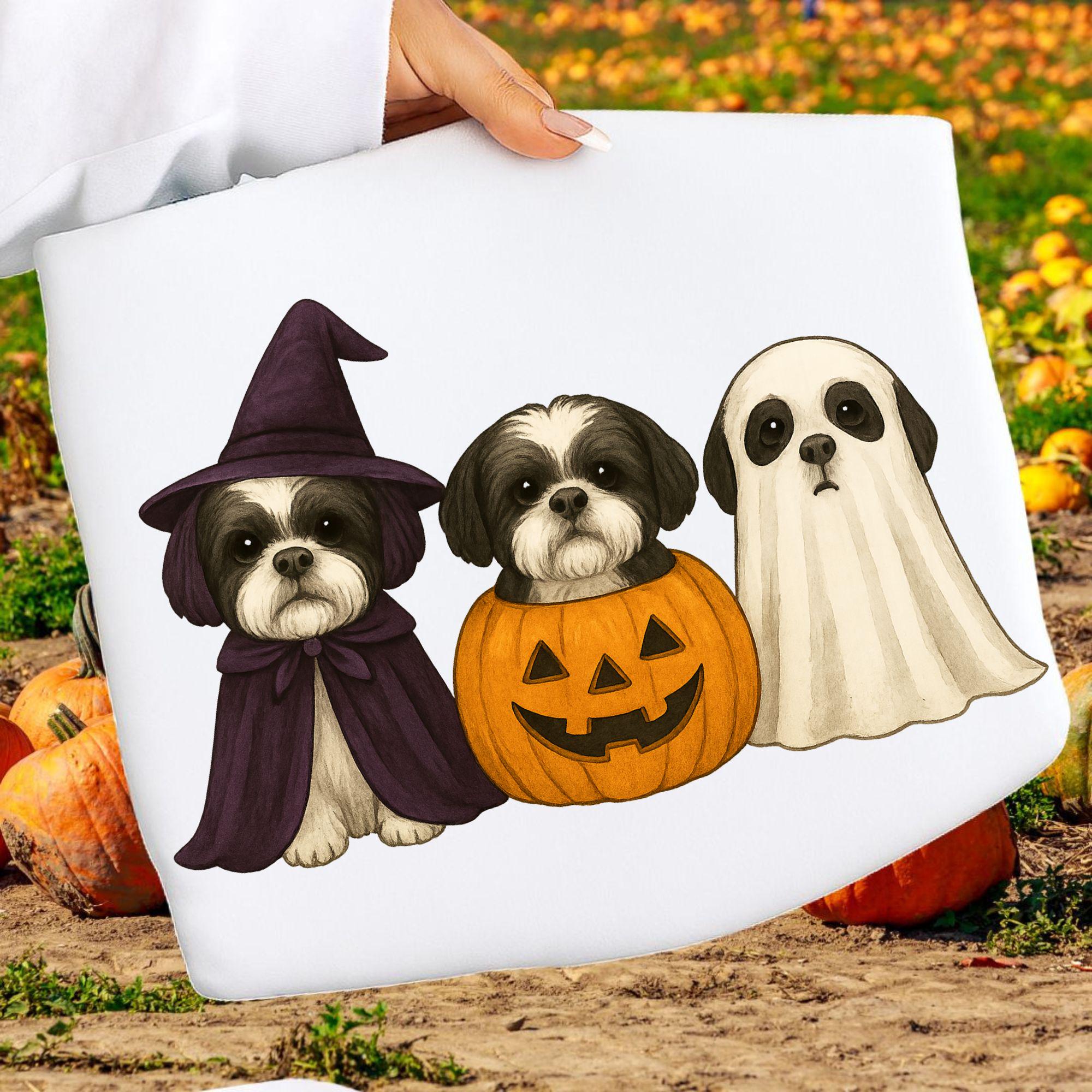 Shih Tzu Halloween Boo Ghost Png Fall Dog Lover Shirt Sublimation ...