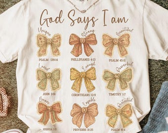 God Says I am Coquette Bow Png, Faith Png, Christian Quotes Png, Religious Png, Psalm Png, Bible Verse Png, Christian Png, Vintage Bow Png