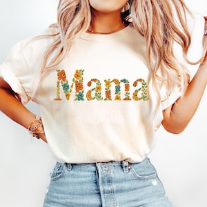 Floral Mama Bordado Png, Dia Das Mães Png, Mãe Png, Retro Primavera Floral Mama Png, Bordado Falso Feminino Png, Preppy Mama Flores Presente