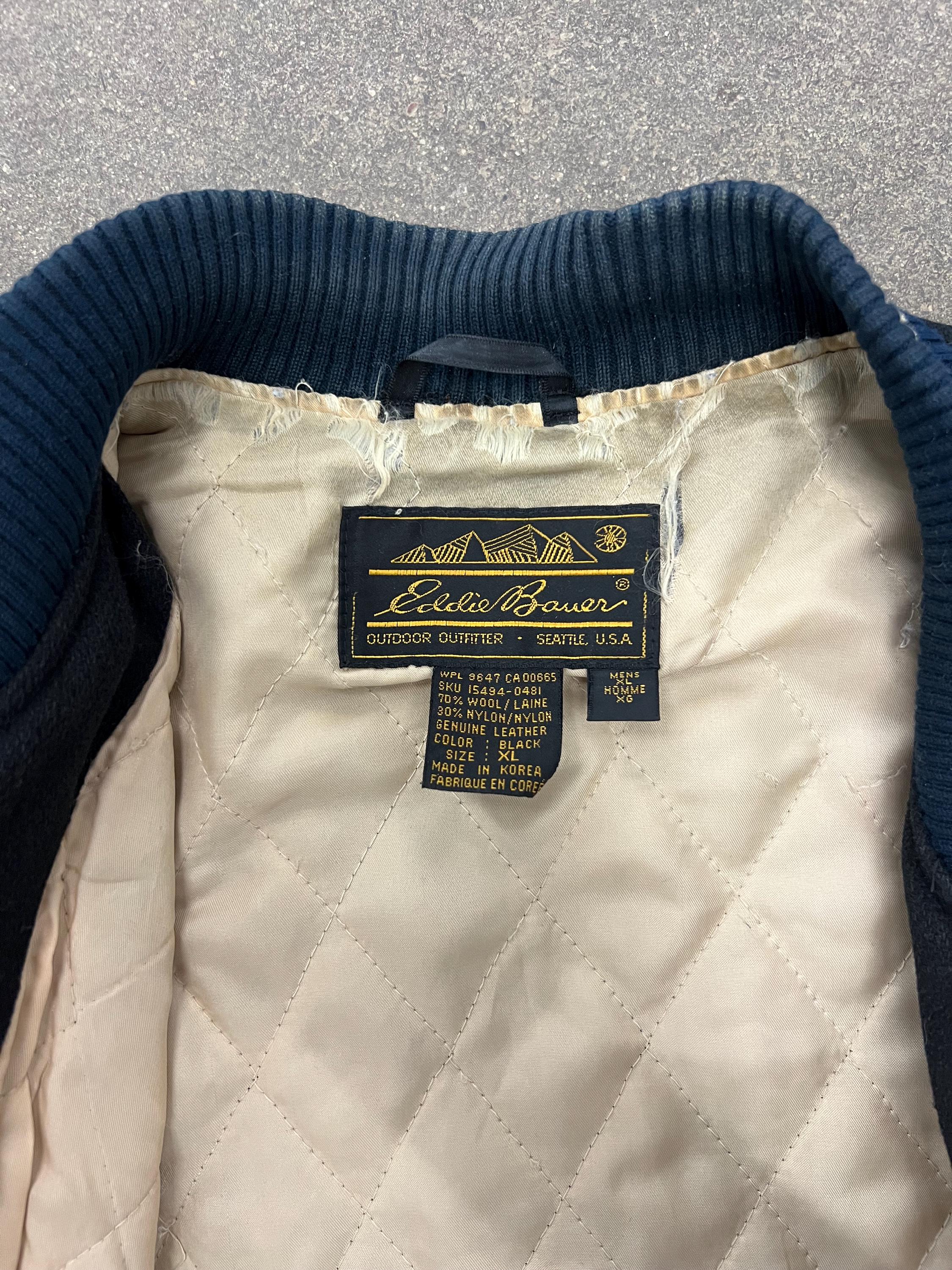 Vintage 1980's/1990's Eddie Bauer Wool & Leather Letterman Varsity