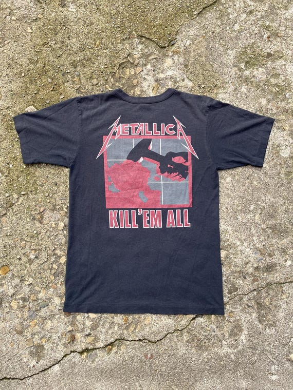 Vintage 1987 Metallica Kill Em All Double Sided Graphic Band T