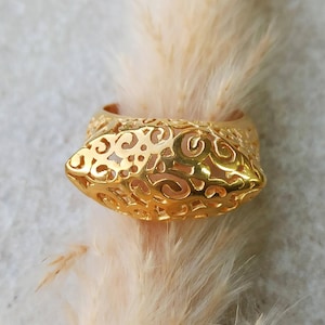 Gold Filigree Ring, Large Ring, Lace Ring, Ring for Women, Cocktail Ring, victorian ring, Sterling Silver, Bridal Ring, Bride Ring
