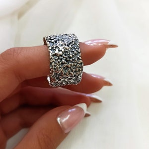 Oxidized Silver Ring, Wide Silver Ring, Black Silver Ring, Wide Ring, Boho Ring, Ring for Men, RIng for Women, Bold Ring, Gift for Him
