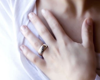 スターリングシルバーのワイドバンドリング、ユニセックスの結婚指輪