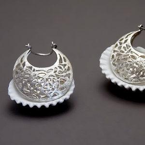 Sterling Silver Filigree Earrings, Moroccan Earrings, Boho Earrings, Geometric Earring, Silver Lace Earring, Gold, Rose Gold, 14K White Gold image 3