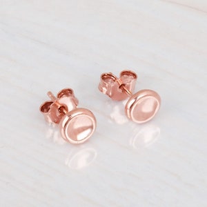 Pebbles Earring, Rose Gold Stud Earrings, Dainty Post Earrings, Coin Studs, Minimalist Earrings, Sterling Silver, Gold, 14K Rose Gold Studs image 3