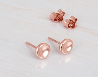 Pebbles Earring, Rose Gold Stud Earrings, Dainty Post Earrings, Coin Studs, Minimalist Earrings, Sterling Silver, Gold, 14K Rose Gold Studs