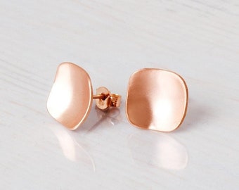 Square Stud Earrings, Rose Gold Stud Earrings, Large Studs, Geometric Earrings, Gold, Sterling Silver, Minimalist Earrings, Dainty Earrings