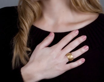 Boho Ring, Wide Large Gold Ring, Chunky Ring, Unique Gold Ring, Cocktail Ring, Wide Rose Gold Band , Sterling Silver Ring, 14K Gold Ring