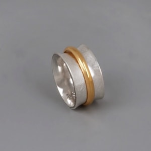 Meditation Ring, Mixed Metal Ring, Worry Ring, Silver Gold Spinner Ring, Fidget Ring, Everyday Ring, Spinning Ring, Fun Ring, Delicate Ring