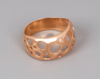 Rose Gold Ring, Bubble Ring, Chunky Ring, Red Gold Ring, Circles Shape Ring, Modern Minimal Ring, Sterling Silver, Gold, 14K Rose Gold Ring
