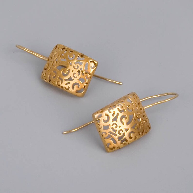 Rose Gold Earrings Spanish Earrings Women Earrings Filigree Etsy