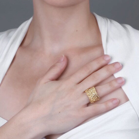Modern Rings For Women Large Ring Ladies Rings Silver Ring Statement Ring Gold Cocktail Chunky Ring Wide Band Ring