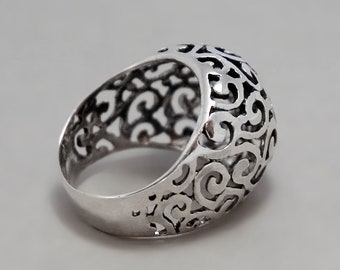 Large Celtic Ring, Sterling Silver Filigree Ring, Silver Lace Ring, Oxidized Silver ring, Victorian Ring, Chunky Boho Ring, Gold, Rose Gold