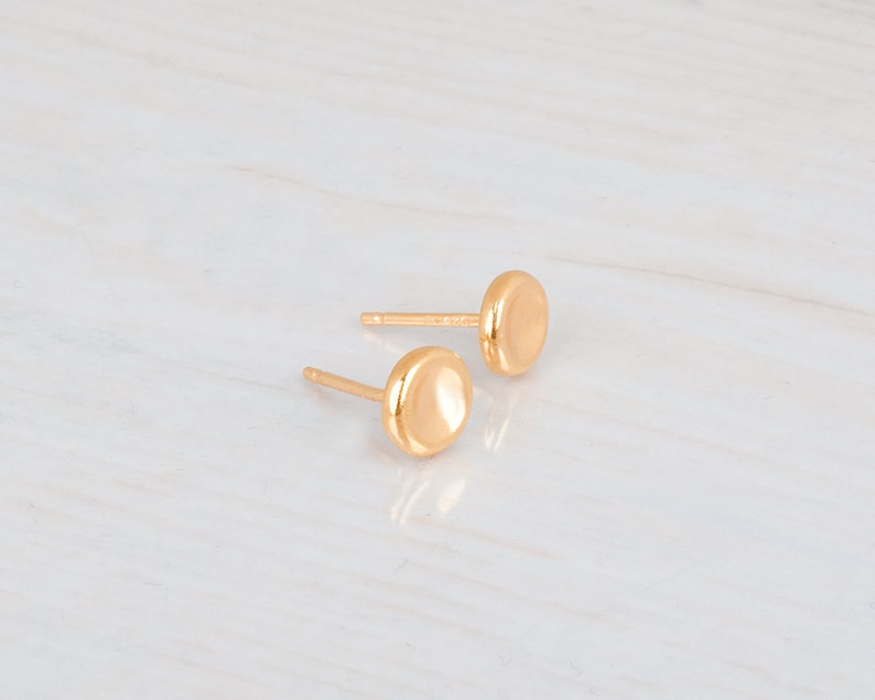 Pebbles Earring, Rose Gold Stud Earrings, Dainty Post Earrings, Coin Studs, Minimalist Earrings, Sterling Silver, Gold, 14K Rose Gold Studs image 5