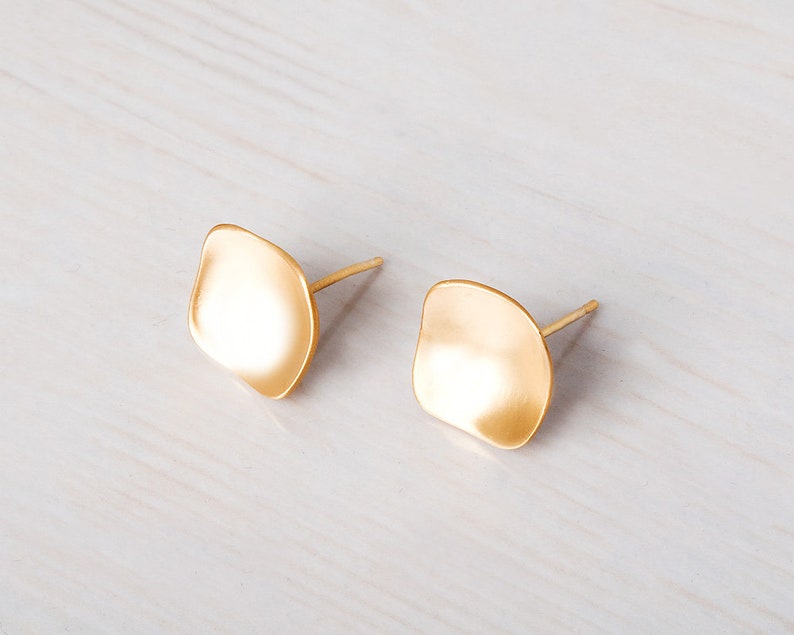 Large Stud Earrings, Square Earrings, Rose Gold Stud Earring, Geometric Earrings, Delicate Studs, Sterling Silver, Gold, 14K Rose Gold Stud image 7