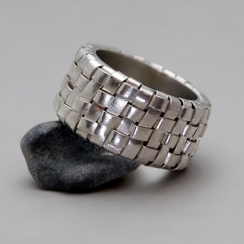 Chunky Sterling Silver Ring Wide Ring Mens Silver Ring Etsy