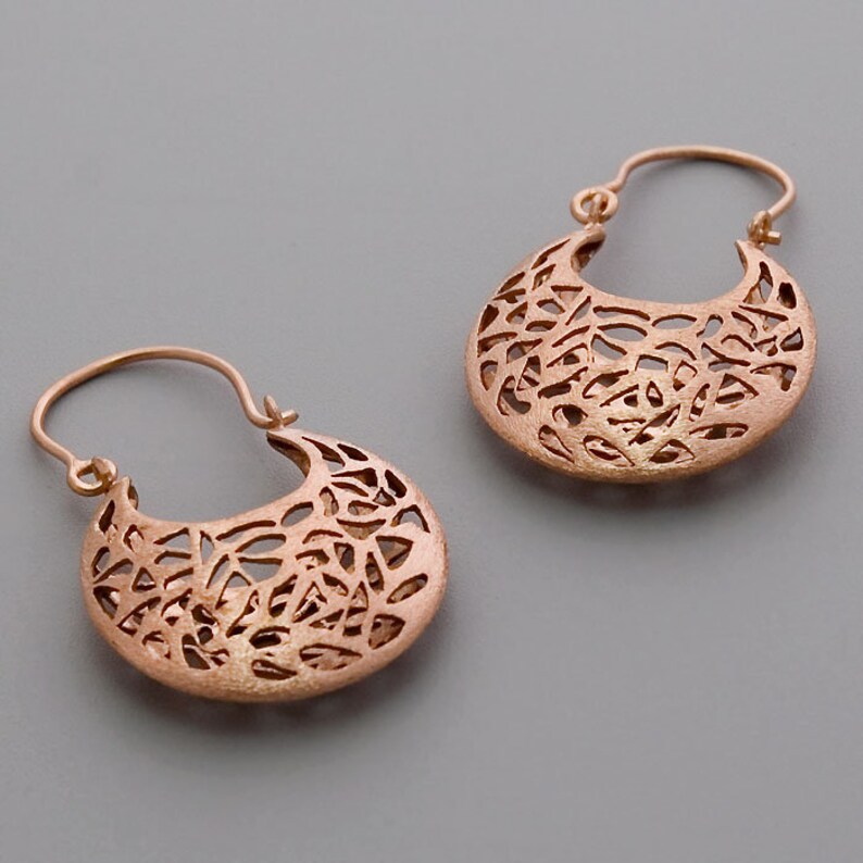 Sterling Silver Filigree Earrings, Moroccan Earrings, Boho Earrings, Geometric Earring, Silver Lace Earring, Gold, Rose Gold, 14K White Gold image 8