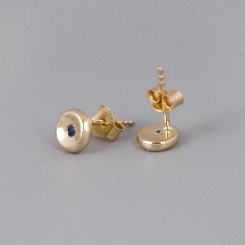 Granet Sapphire Minimal Dainty Studs Gemstone Earrings 14K White Gold 14K Gold Stud Earrings Black Zircon Ruby Studs 14K Rose Gold