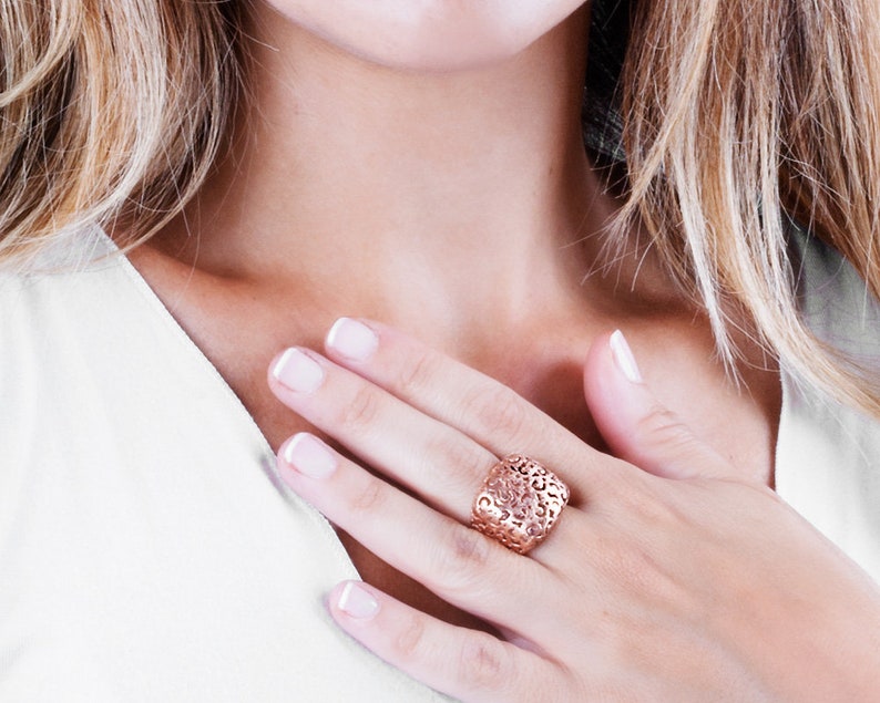 Gold Lace Ring, Chunky Gold Ring, Celtic Ring, Filigree Ring, Statement Ring, Victorian Ring, Ortiental Jewely, High Ring, Large Ring Gold image 7