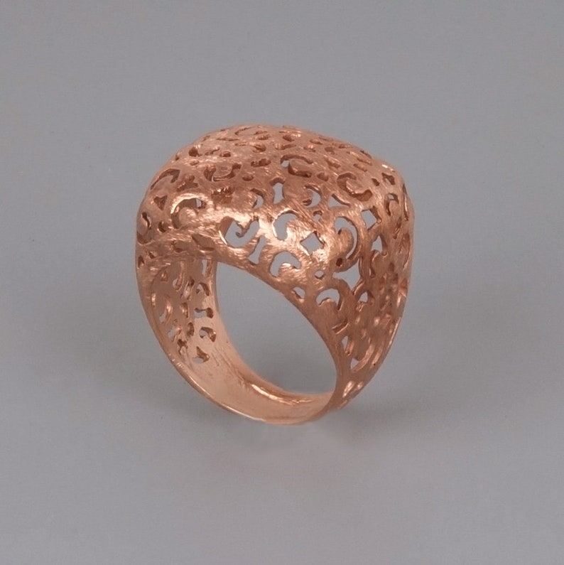 Gold Lace Ring, Chunky Gold Ring, Celtic Ring, Filigree Ring, Statement Ring, Victorian Ring, Ortiental Jewely, High Ring, Large Ring Gold image 8