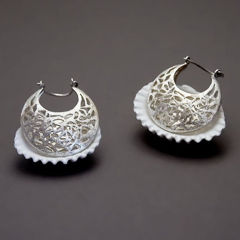 Sterling Silver Filigree Earrings, Moroccan Earrings, Boho Earrings, Geometric Earring, Silver Lace Earring, Gold, Rose Gold, 14K White Gold image 3