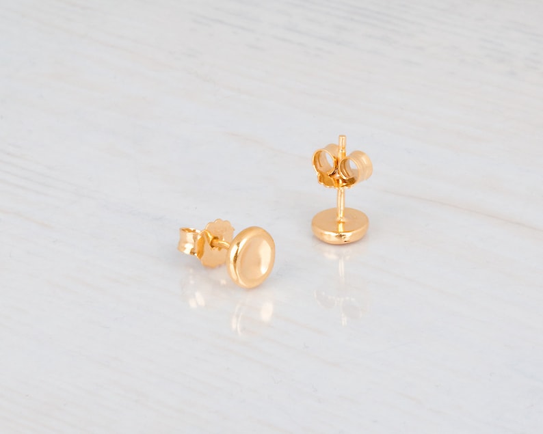 Pebbles Earring, Rose Gold Stud Earrings, Dainty Post Earrings, Coin Studs, Minimalist Earrings, Sterling Silver, Gold, 14K Rose Gold Studs image 8