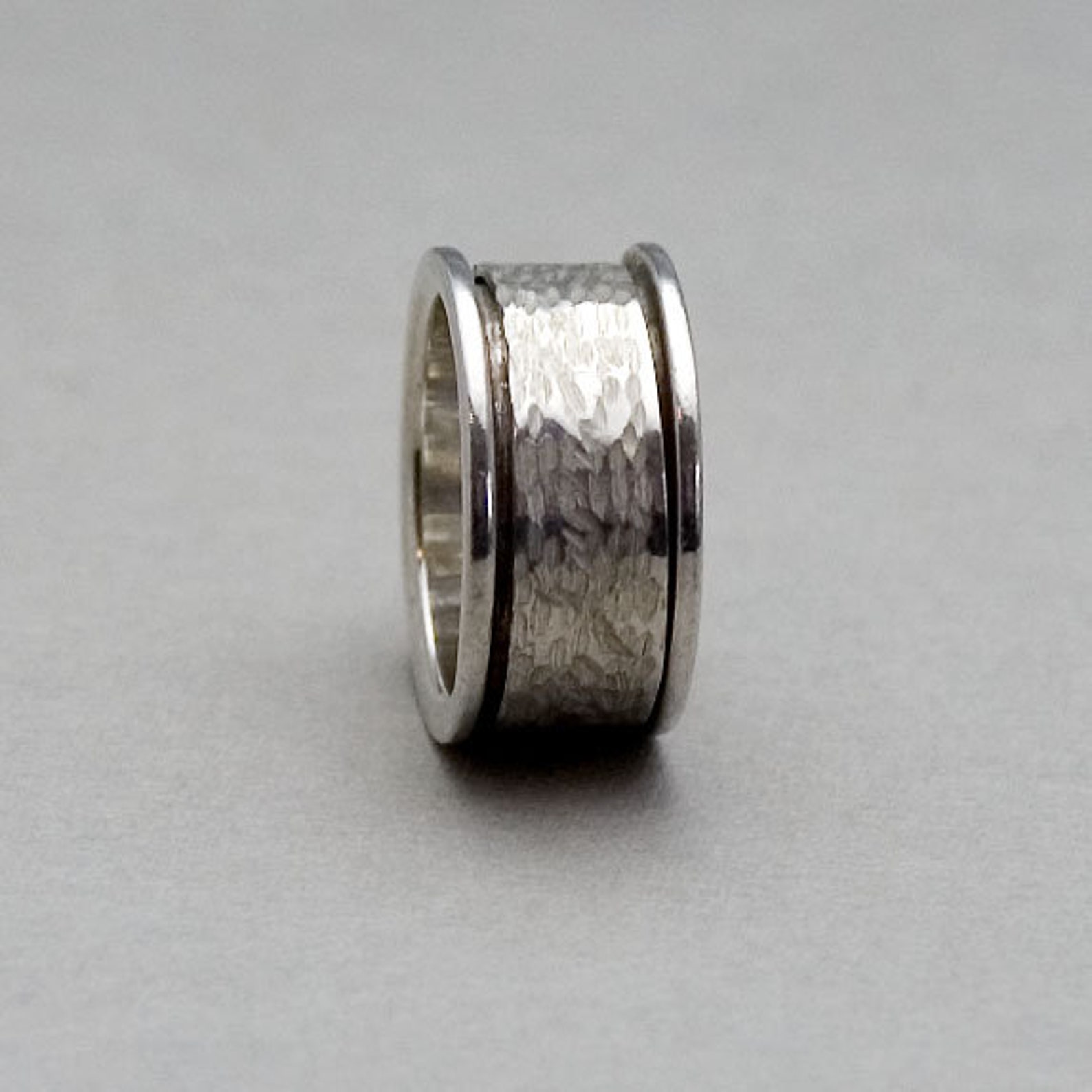 Sterling Silver Mens Large 'Arcline' Dress Ring