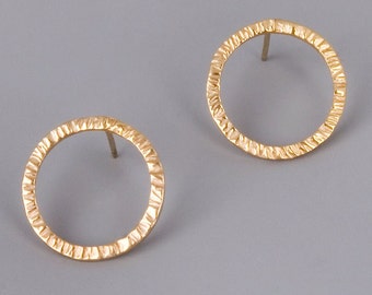 Boucles d'oreilles Open Circle, Boucles d'oreilles Circle Stud, Boucles d'oreilles Gold Stud, Boucles d'oreilles Karma, Boucles d'oreilles Minimalist Large Stud, Sterling Silver, Rose Gold