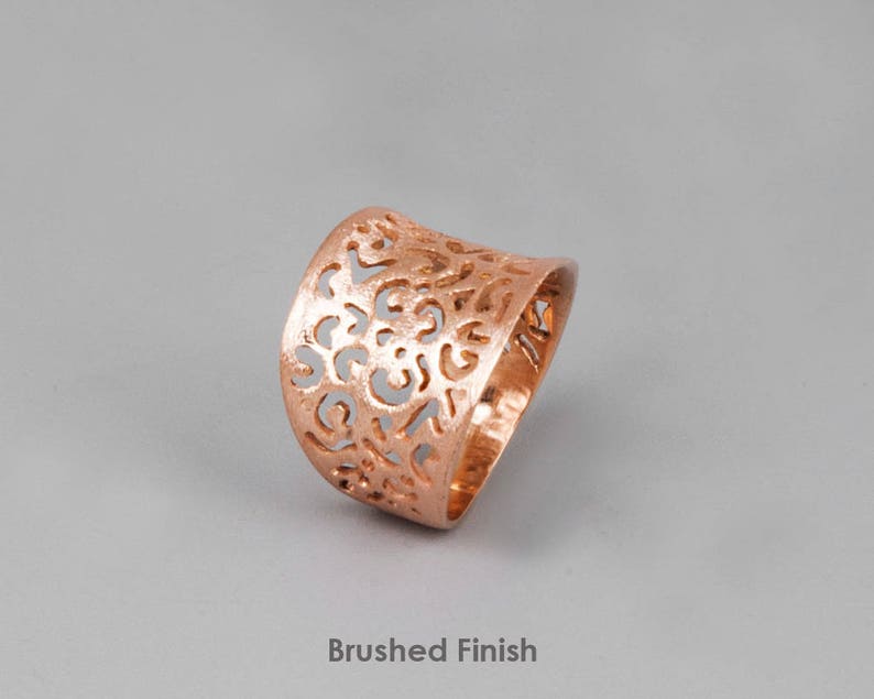 Gold Filigree Ring, Wide Ring, Womens Ring, Large Ring, Chunky Ring, Lace Ring, Sterling Silver, Rose Gold, Ancient Style Ring, 14K Gold image 6