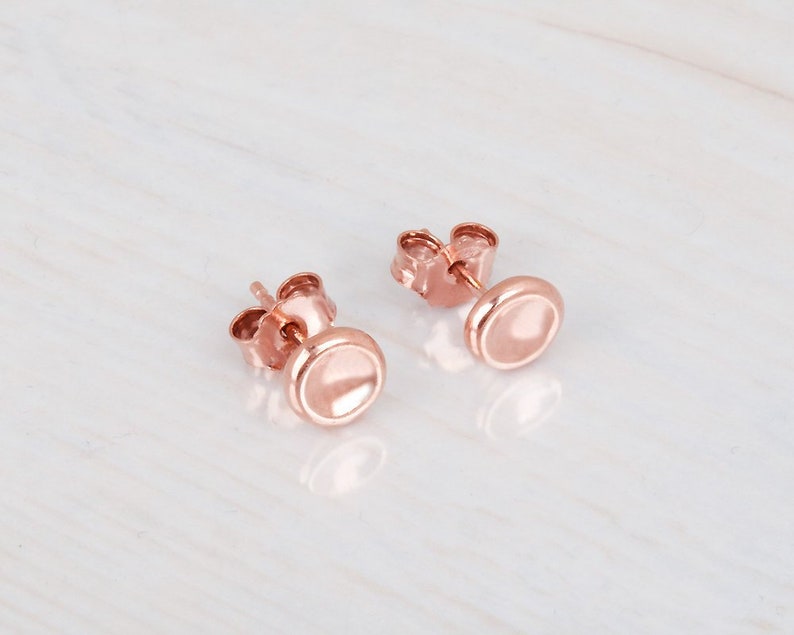 Pebbles Earring, Rose Gold Stud Earrings, Dainty Post Earrings, Coin Studs, Minimalist Earrings, Sterling Silver, Gold, 14K Rose Gold Studs image 3