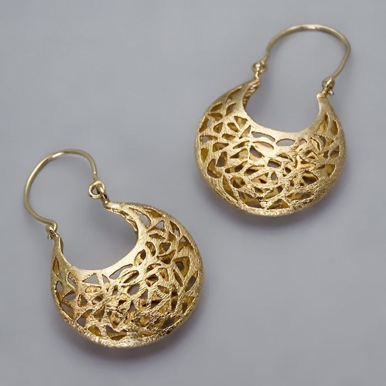 Gold Basket Earrings Filigree Drop Earrings Unique Earrings | Etsy