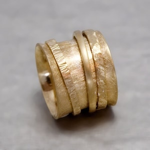 Gold Spinner Ring, Triple Ring, Spinning Ring, Wide Ring, Large Ring, Chunky Ring, Boho Gold Ring, Meditation Ring, Statement Ring, Big Ring image 1