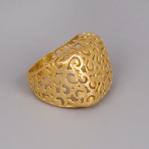 Gold Lace Ring, Chunky Gold Ring, Celtic Ring, Filigree Ring, Statement Ring, Victorian Ring, Ortiental Jewely, High Ring, Large Ring Gold image 1