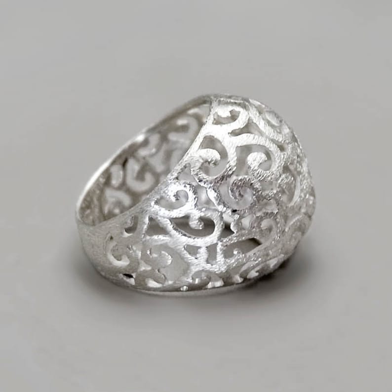 Sterling Silver Filigree Ring Chunky Lace Ring Tribal Ring - Etsy