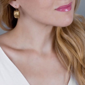 Rose Gold Earrings, Spanish Earrings, Women Earrings, Filigree Earrings, Dangling Earings, Delicate Lace Earrings, Gold, Sterling Silver image 5