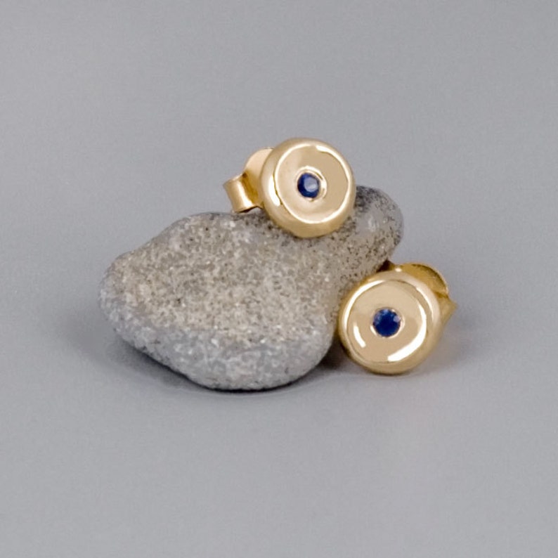 Granet Sapphire Minimal Dainty Studs Gemstone Earrings 14K White Gold 14K Gold Stud Earrings Black Zircon Ruby Studs 14K Rose Gold