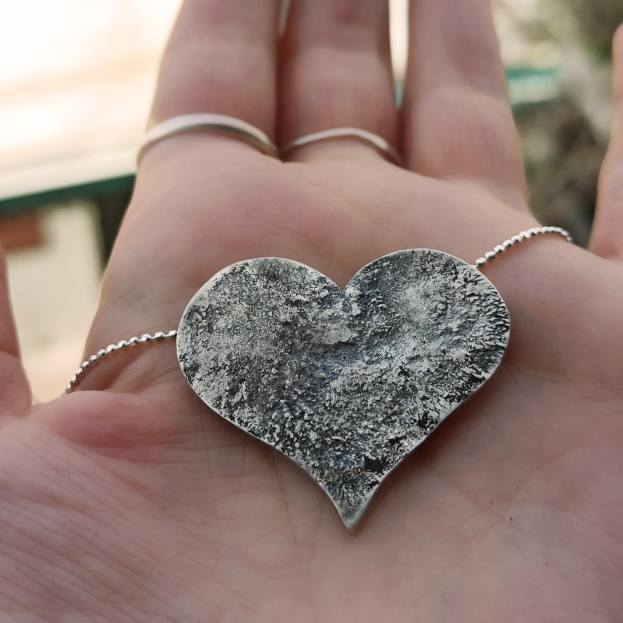 ネックレス・ペンダント Big Melting Heart Pendant (Silver) 925 Sterling Silver Puffed Big Heart Pendant Charm 25 Mm