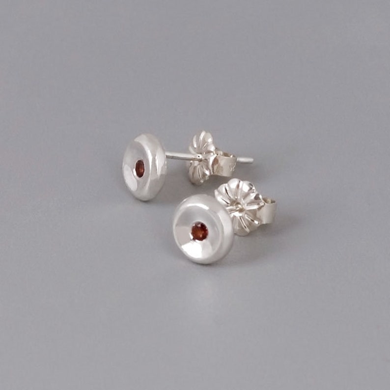 Granet Sapphire Minimal Dainty Studs Gemstone Earrings 14K White Gold 14K Gold Stud Earrings Black Zircon Ruby Studs 14K Rose Gold